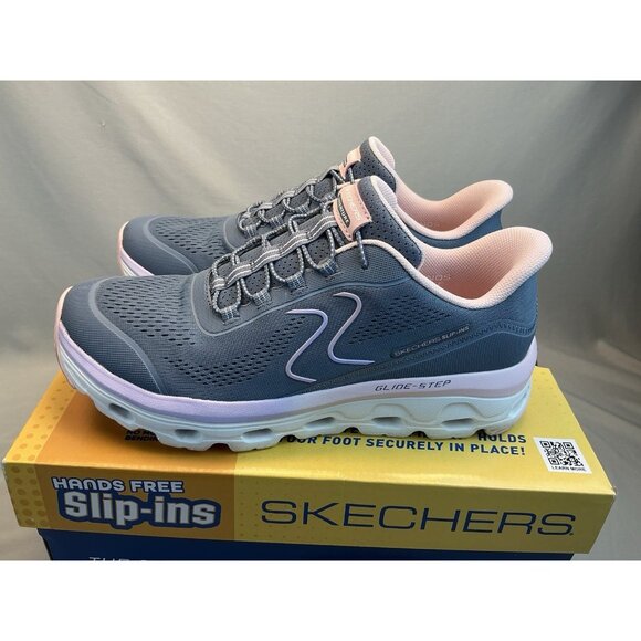 Skechers Hands Free Ladies Sneaker Slip Ins Size 9.5 Slate/Pink - Picture 4 of 8